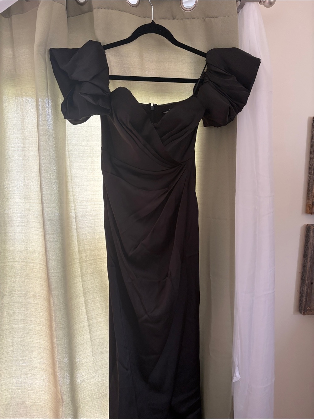 Express Black One-Shoulder Ruffle Evening Dress - Picture 4 of 5